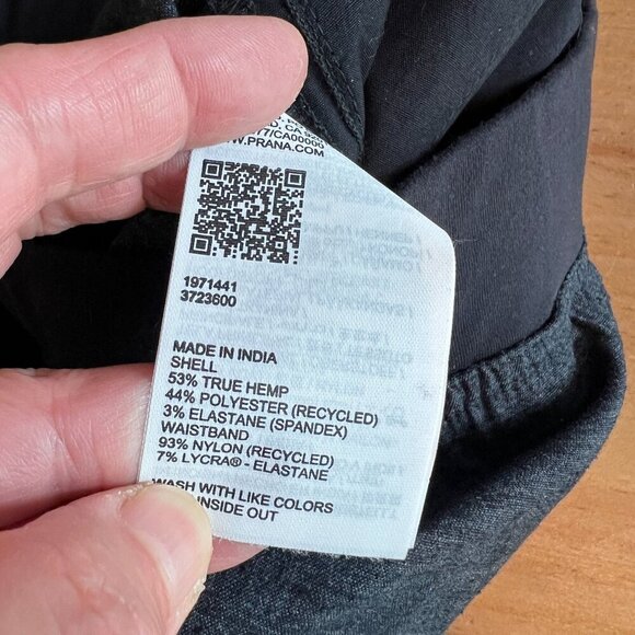 prAna Vaha Balance Men's Pant XTRA-SMALL / 30"L in Black Premium Hemp - Picture 6 of 7
